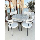 Metallion Aris Serisi 4 Kişilik Mutfak Yemek Masası Takımı – 1. Sınıf Tabla, 1. Sınıf Metal Ayak, 4 Sandalye - Gri - 90x90