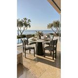 metallion Lidya Serisi 100x100 cm 4 Kişilik Yemek Masası Takımı – Bukle Polar Soft Kumaş Sandalyeli | Modern MDF Lak Panel