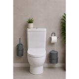 metalshop 3 Parça Banyo Seti Metal Stantlı Çöp Kovalı Wc Kağıtlık Ve Tuvalet Fırçası Yuvarlak