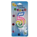 Metaltex " 5 " Şekilli Doğum Günü Mumu + Altlık ( Büyük Boy )