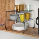 Metaltex Brooklyn Pvc Tek Katlı Siyah Mutfak Rafı (4'Li Paket)