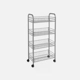 Metaltex Pisa 4 Katlı Metal 41X23x84 Cm Sebzelik Gri (2'Li Paket)