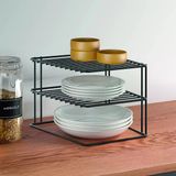 Metaltex Pvc Siyah Köşe Tabaklık Mutfak Rafı (6'Li Paket)
