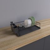 Metaltex Tek Katlı Tablalı Bulaşıklık Pvc Kaplama Siyah 40x27x10cm