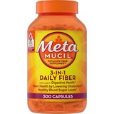 Metamucil Daily Psyllium Husk Powder, 3-In-1 Fiber For Digestive Health, Plant Based Fiber, 300CT Capsules - Aromasız
