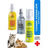 Metapet Kedi Bakım Ürünleri Seti, Şeffaf Eğitim Spreyi, Nano Series Hijyen Spreyi ve Kuru Şampuan