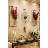MetaQuartz Aksesuar 3 Lü Galileo Gold Elegante Set (Kırılmaz Tamperli Cam) Modern Dekoratif Camlı Duvar Saati gold 33 x 80