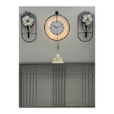 MetaQuartz Aksesuar 3lü Black Fred Ledli Elegante Set-büyük Boy (50X75CM)- Modern Dekoratif Metal Duvar Saati siyah 50 x 75