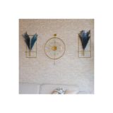 MetaQuartz Aksesuar 3'lü Luxry Gold Şefaf (YENİ TAMPERLİ KIRILMAZ CAM) - (50X75CM) Metal (MOBİLYA) Duvar Saat Gold40 50 x 75