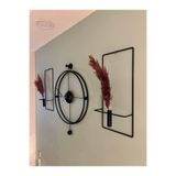 MetaQuartz Aksesuar 3'lü Set Siyah Versacem Time Elegante Set (60X80CM), Modern Dekoratif Metal Duvar Saati Siyah 50 x 75