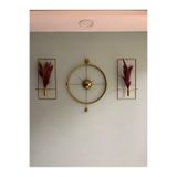 MetaQuartz Aksesuar 3'lü Versayce Elegante Set Time- (50x75cm) - Modern Dekoratif Metal Duvar Saati Gold 50 x 75