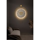 MetaQuartz Aksesuar 7-24H - Büyük Boy -Timelless Kristal (Pilli) (Quartz ), Metal Duvar Saati - 50 x 75 cm - Gold