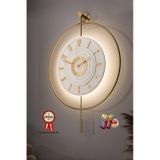 Metaquartz Aksesuar 7-24h - Büyük Boy -timelless Kristal Pilli Quartz , Metal Duvar Saati Gold