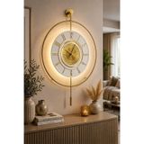 Metaquartz Aksesuar 7-24h - Büyük Boy -timelless Kristal Pilli Quartz , Metal Duvar Saati Gold