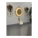 MetaQuartz Aksesuar Bronz Aynalı - Lavinya Premium Gold - Büyük Boy (50X85CM), Modern Metal (MOBİLYA) Duvar Saati GOLD 75 x 50