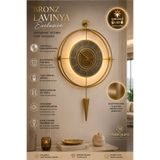 MetaQuartz Aksesuar Bronz Aynalı - Lavinya Premium Gold - Büyük Boy (50X85CM) , Modern Metal (MOBİLYA) Duvar Saati
