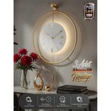 MetaQuartz Aksesuar (Büyük Boy-50*75 cm) İskandinav Kristal Ledli Pilli Duvar Saati Gold