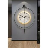 MetaQuartz Aksesuar (Büyük Boy-50*75 cm)Black fred Mat Siyah -Abs Polimer Göbek-Pilli LED (3ADET Pil ile Gelmektedir ) - Modern Duvar Saati - 50 x 75 cm