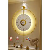 MetaQuartz Aksesuar (Büyük Boy-50*75 cm)Kadran Iskandinav Kristal Gold(Kırılmaz Göbek)(Led Için 3ADET Pil Gelmektedir)Metal Duvar Saati - 50 x 75 cm