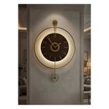 MetaQuartz Aksesuar Büyük Boy (50x75cm)(Quartz Mekanizma) Ispanyol Orbit Time, Metal Ahşap Duvar Saati gold, 50 x 75
