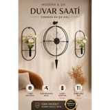 MetaQuartz Aksesuar Büyük Boy (50X90CM) - Siyah Şeffaf Camlı Laclock Konikli - Kırılmaz Tamperli Cam) Duvar Saati