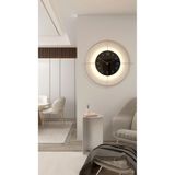 MetaQuartz Aksesuar Büyük Boy (55 * 55 CM) Gold Deluxe Ledli(PİLLİ) - Siyah Göbek - Modern Dekoratif Metal Duvar Saati Goldsiyah75 55 x 55