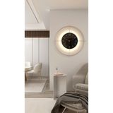 MetaQuartz Aksesuar Büyük Boy (55*55 CM) Gold Deluxe Ledli(PİLLİ) - Siyah Göbek - Modern Dekoratif Metal Duvar Saati