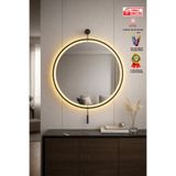 MetaQuartz Aksesuar (Büyük boy 60 X 80 Cm ) Kablosuz Ledli Massive Duvar Aynası , Sarkaçlı Metal Ledli Siyah Ayna