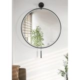 MetaQuartz Aksesuar (Büyük Boy-60*80 cm)Massive Duvar Ayna, Sarkaçlı Metal Ayna, Siyah