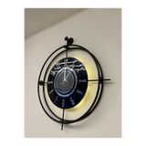 MetaQuartz Aksesuar Büyük Boy Laviento Blackberry, LEDLİ, Modern Dekoratif Metal Duvar Saati