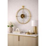 MetaQuartz Aksesuar Büyük Boy Laviento Gold (Şeffaf Cam) Led Yok Modern Dekoratif Metal Cam Ayna Duvar Saati LavientoGoldŞeffaf 50 x 60