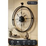 MetaQuartz Aksesuar Büyük Boy Laviento Siyah ( Şeffaf Cam ) - Led Yok -50x65 Cm - Modern Dekoratif Metal Duvar Saati