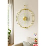 MetaQuartz Aksesuar Büyük Boy Rosa - GOLD-GOLD Premium - (Kırılmaz TAMPER Cam) Lüks Büyük Sessiz Duvar Saati