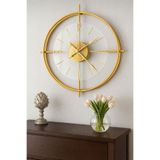 MetaQuartz Aksesuar Büyük Boy(55*55 CM) - Gold Deluxe Şeffaf Tamperli Kırılmaz Camlı Metal (MOBİLYA) Duvar Saati