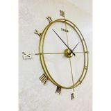 MetaQuartz Aksesuar Büyük Roma Rakamlı Xxl Gold, Modern Dekoratif Metal Duvar Saati gold 120 x 120