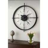 MetaQuartz Aksesuar Çiftçember- Siyah -şeffaf Tamper Camlı-büyük Boy(55 CM)-(QAURTZ MEKANİZMALI) Duvar Saati siyah60 60 x 60