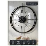 MetaQuartz Aksesuar Çiftçember- Siyah -şeffaf Tamper Camlı-büyük Boy(55 CM)-(QAURTZ MEKANİZMALI) Duvar Saati