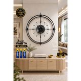 MetaQuartz Aksesuar Çiftçember- Siyah -şeffaf Tamper Camlı-büyük Boy(55 CM)-(QAURTZ MEKANİZMALI) Duvar Saati