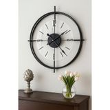 MetaQuartz Aksesuar Deluxe Şeffaf Cam İskandinav Çiftçember Camlı Duvar Saati Siyah 55 x 55 CM
