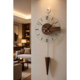 MetaQuartz Aksesuar EKRU Ceviz Galileo - (KIRILMAZ TAMPER CAM) - Büyük Boy (33x85cm ) - Metal (MOBİLYA) Duvar Saati