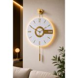 MetaQuartz Aksesuar ELİTE KARDELEN GOLD Çembersiz model - Pilli Led Sistemi - Metal Duvar Saati