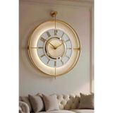 MetaQuartz Aksesuar Elmas Serisi - GOLD Laviento 12-24 H (Büyük Boy-55 * 65 Cm)-(Pilli Led)-(Quartz) Metal Duvar Saati Altın 50 x 60