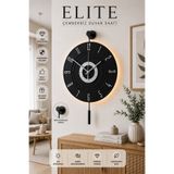 MetaQuartz Aksesuar Full Siyah - Gümüş Rakam - Kardelen 7-24 ( Kablosuz Pilli Led ) Modern Dekoratif Duvar Saati