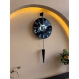 Metaquartz Aksesuar Galileo Led'li - Blackberry - 12-24h - 34 85 Cm , Ledli Duvar Saati Siyah