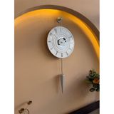Metaquartz Aksesuar Galileo Led'li - Gümüş - 12-24h - 34 85 Cm , Ledli Duvar Saati Gümüş