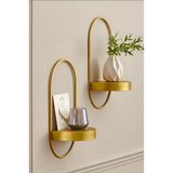 MetaQuartz Aksesuar Gold 2 adet Yeni Dekor Duvar Rafı - Modern Dekoratif METAL - Chakra Konsept - Duvar Rafı