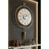MetaQuartz Aksesuar GOLD-Beyaz - Masippi Kristal 12-24h - (PİLLİ LED) -Metal Ledli Duvar Saati