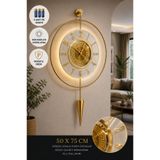 MetaQuartz Aksesuar GOLD-Beyaz - Masippi Kristal 12-24h - (PİLLİ LED) -Metal Ledli Duvar Saati