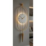 MetaQuartz Aksesuar Gold Beyaz Serenity Büyük Boy -Quartz Özel Mekanizma( 30x80cm )-Modern Dekoratif Metal Duvar Saati
