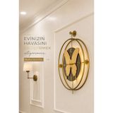 MetaQuartz Aksesuar Gold Estetik Tasarım - Pilli Led Kullanılmıştır - Metal Ledli Duvar Saati
